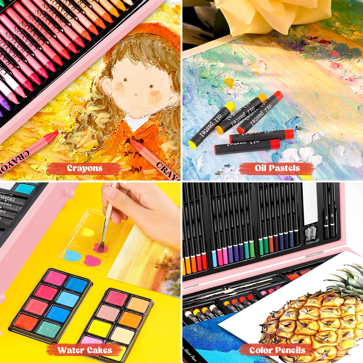 Caliart Art Supplies Kit, 153-Pack Deluxe Drawing Art Set Painting Coloring