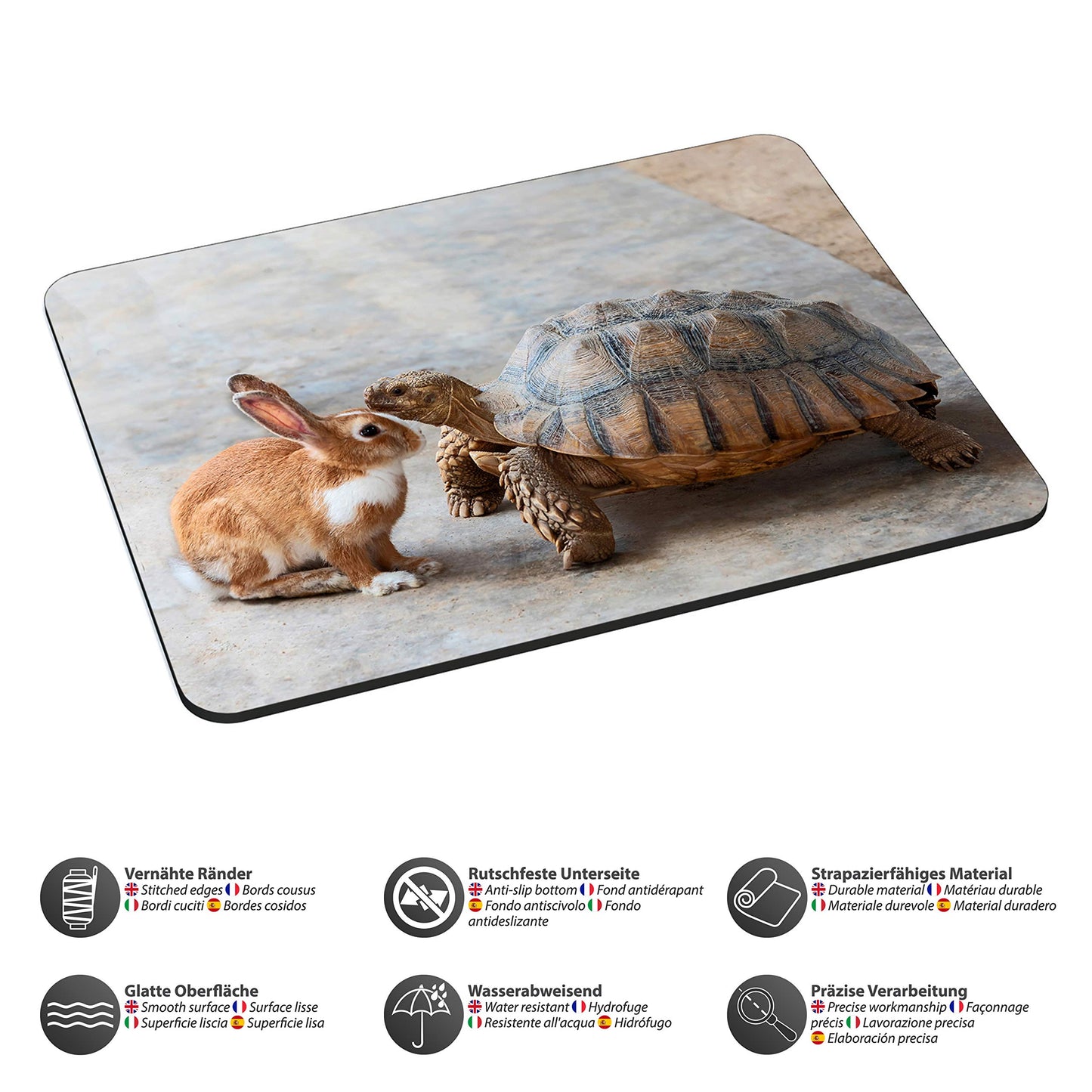 Pedea Gaming and Office Mouse Mat 220 x 180 mm with Stitched Edges and Non-Slip Backing Rabbit and