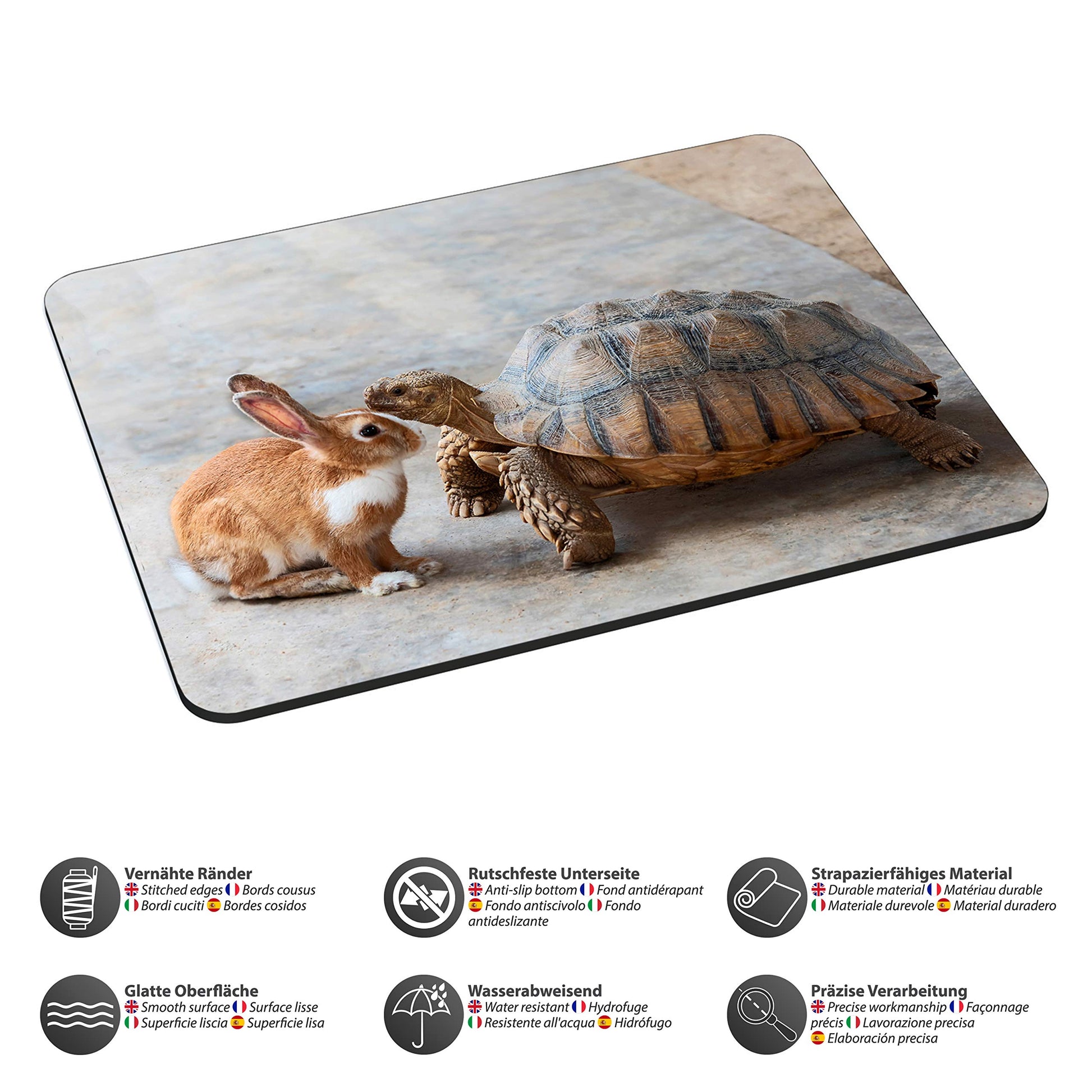 Pedea Gaming and Office Mouse Mat 220 x 180 mm with Stitched Edges and Non-Slip Backing Rabbit and
