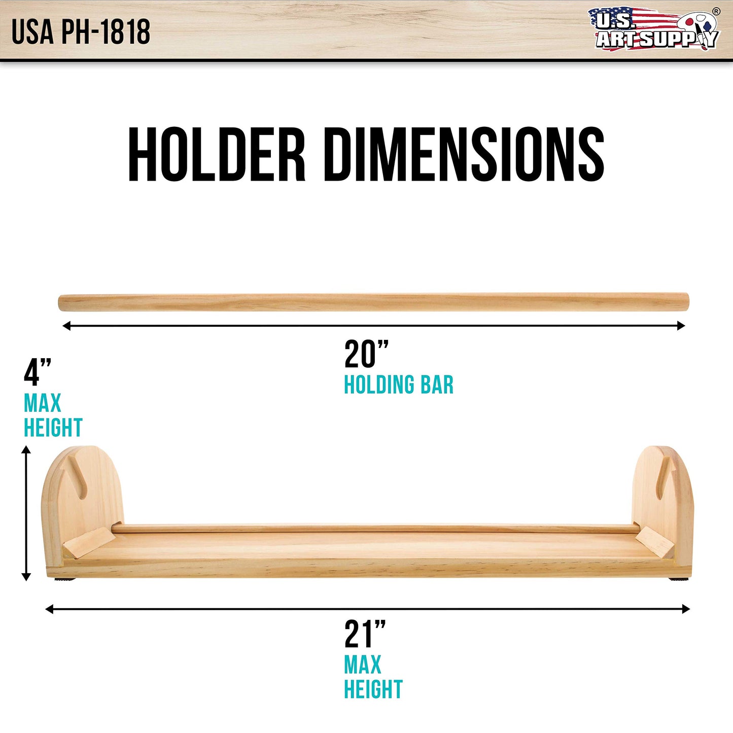 U.S. Art Supply 18" Wooden Tabletop Easel Paper Roll Holder and Dispenser