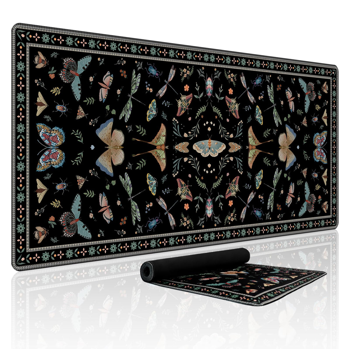Baziabbo Black Desk Mat,XXL Extended Big Mouse Pad,Gaming Mousepad with Stitched Edge,Non-Slip