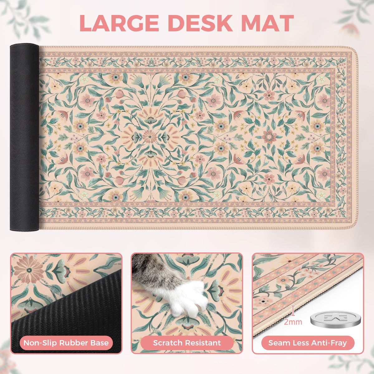 iLeadon Desk Mat for Keyboard and Mouse, Cute Pink Mouse Pads for Computer