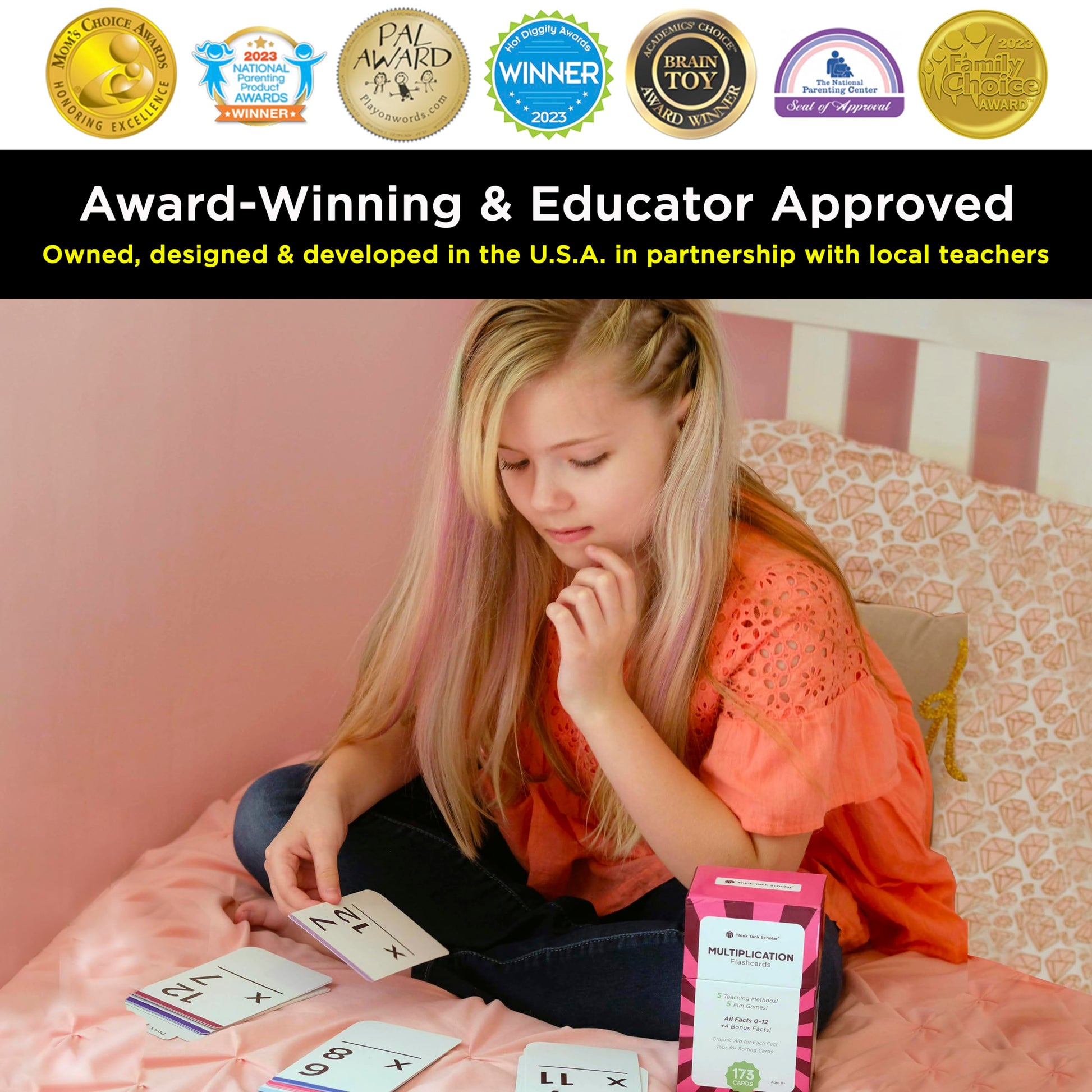 Award-Winning Multiplication Flash Cards – 173 Jumbo Cards (3.1” x 5.2”), All Facts 0–12 – 1 Fact &