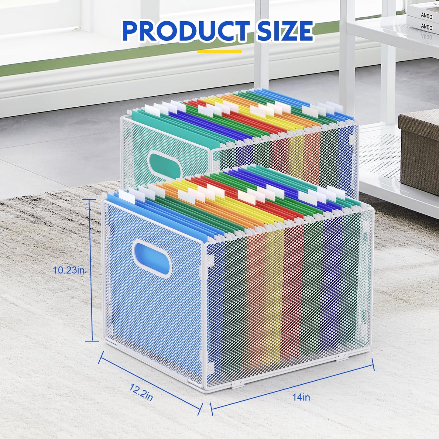 samstar 2 Pack Hanging File Organizer, Mesh File Folder Box Filing Box Cabinet Organizer Storage