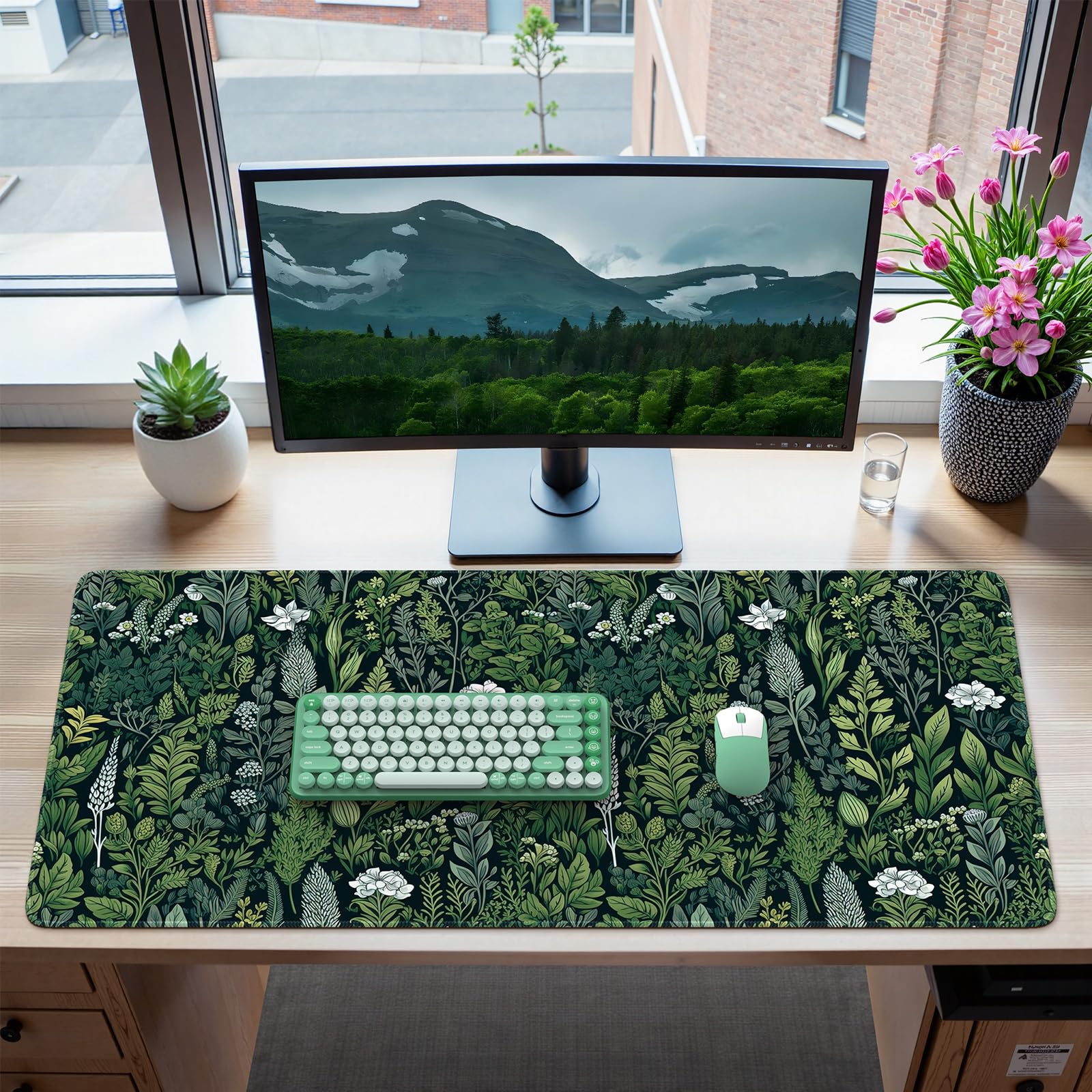 iCasso Desk Mat, Big Desk Pad,XXL Gaming Mouse Pad, Dark Green