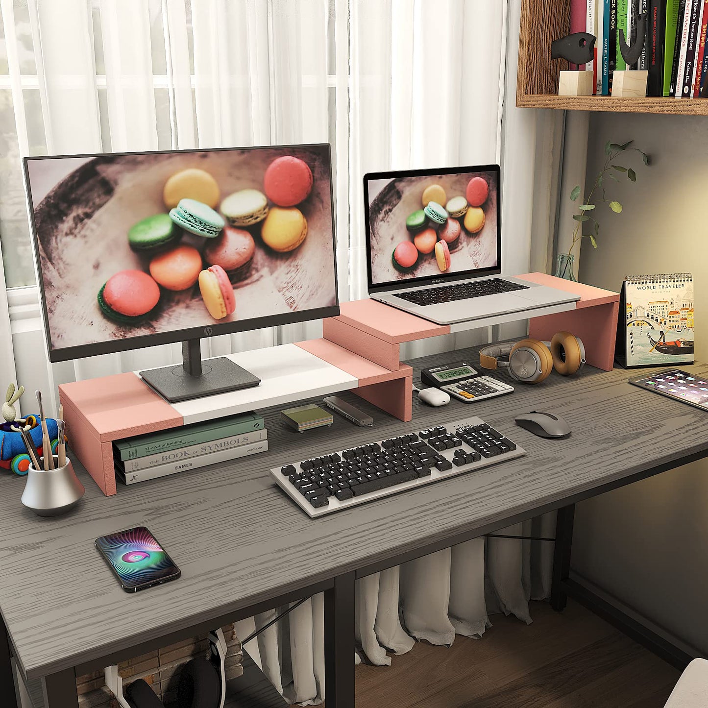 WESTREE Dual Monitor Stand - Monitor Stand Riser - 2 Shelf Computer Monitor Stand with Adjustable