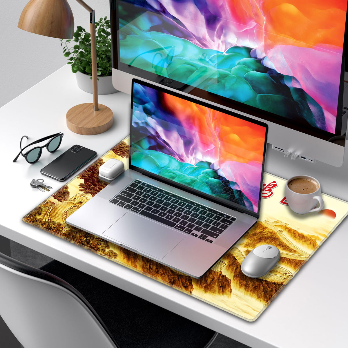LL-COEUR XXL Landscape Gaming Mouse Pad Computer Keyboard Mat Office Desk Pad (Eagle, 23.6" x 15.7"