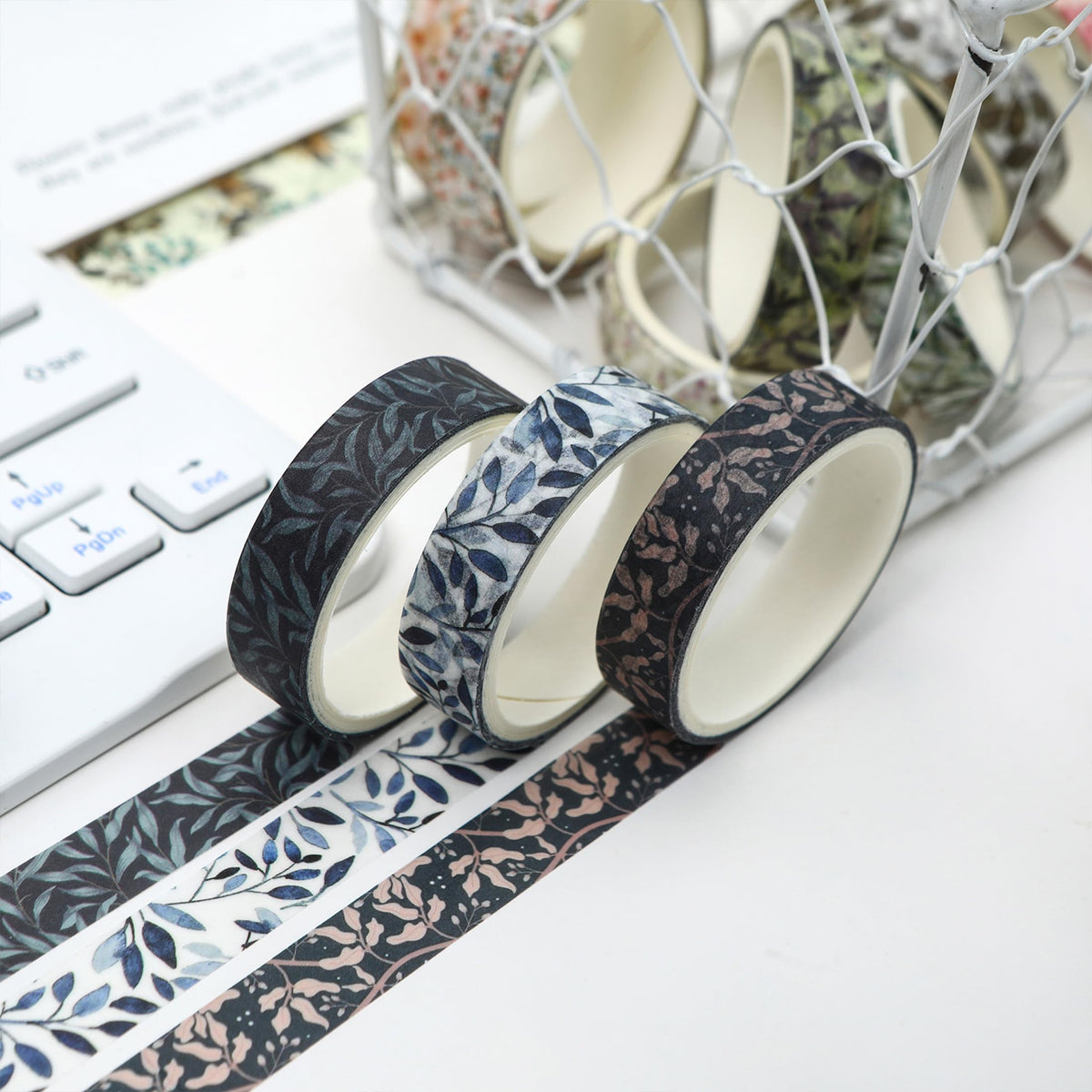 YUBX Flowers Washi Tape Set 60 Rolls Leaves Patterns Decorative Skinny Fall Masking Tapes for Arts