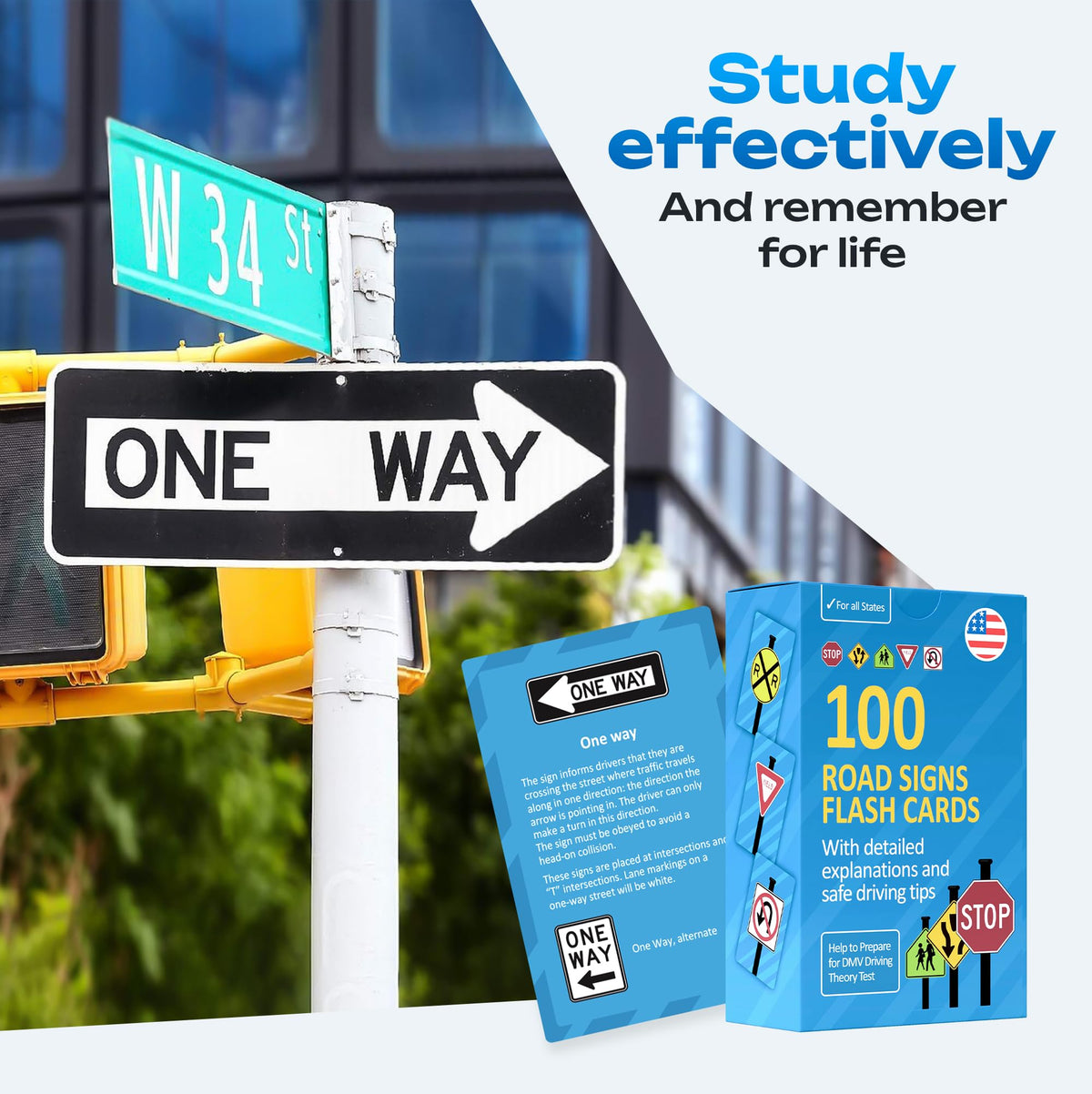 Road Signs Flash Cards with Detailed Explanations and Safe Driving Tips - Stocking Stuffers for