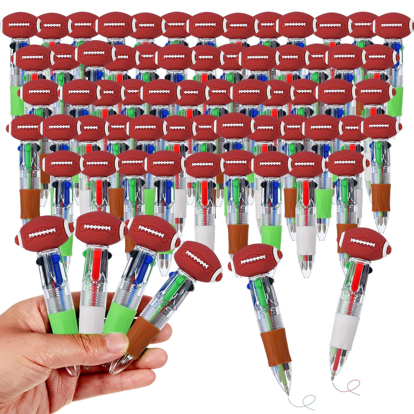 Zhirlyn Football Party Favors Football Pens Multicolor Pen in One Cute Fun 4-in-1 Pens Bulk Cool