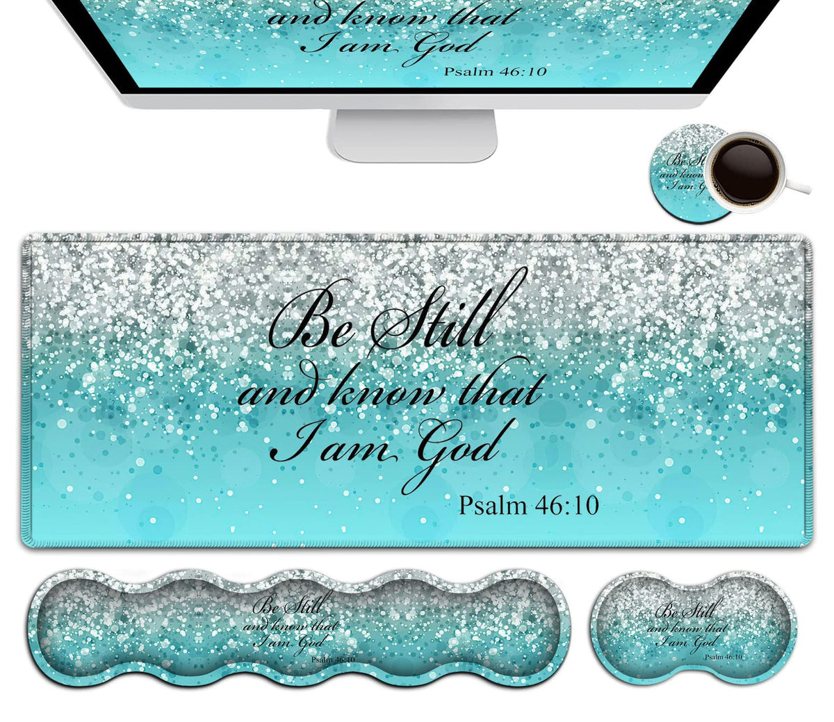 Keyboard Mouse Pad Set,Extended Gaming Mouse Pad + Memory Foam Keyboard Wrist Rest Support, Psalm