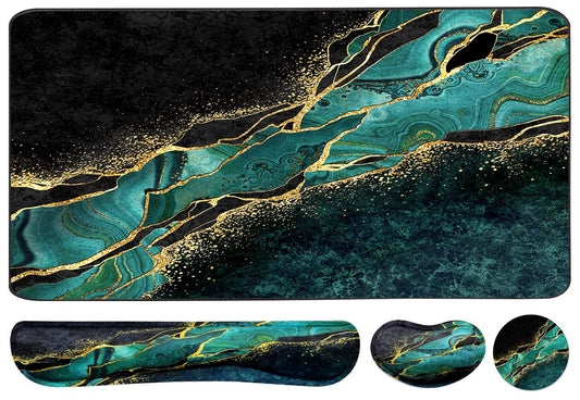 Keyboard Mouse Pad Set, Extended Mouse Pad+Keyboard Wrist Rest Support, Memory Foam Ergonomic Easy