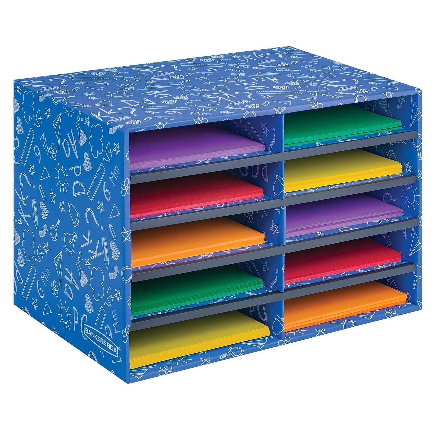 Bankers Box 10-Compartment Mail Sorter, 19.5" x 12.375", Blue