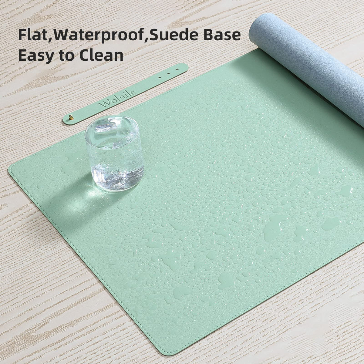 Wolaile PU Leather Desk Pad,36x17 in Large Computer Desk Mat,Waterproof Non-Slip Desk Blotter