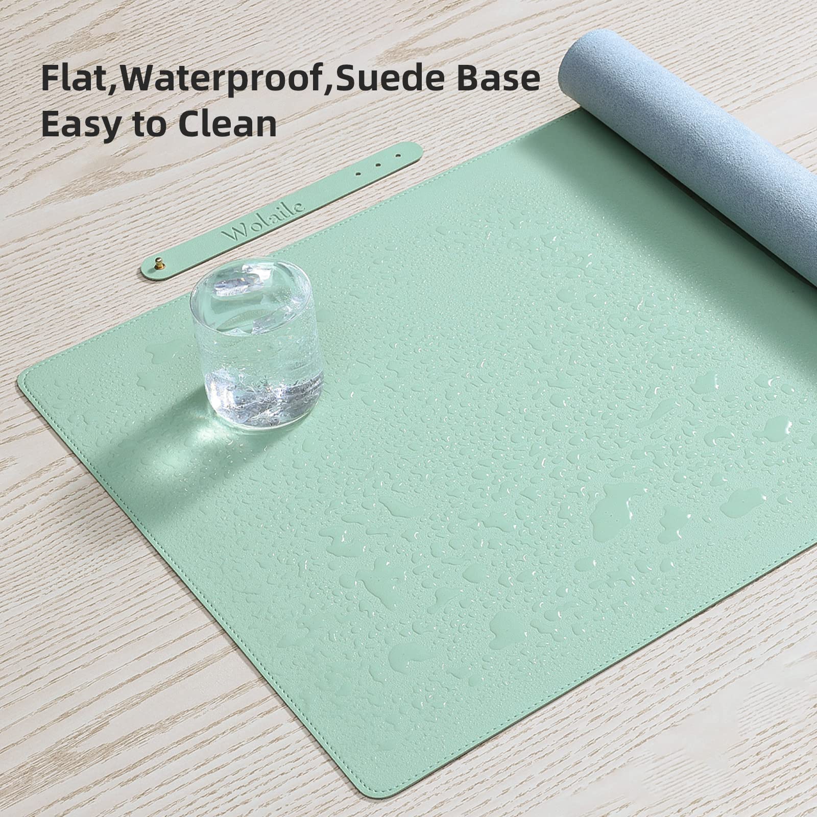 Wolaile PU Leather Desk Pad,36x17 in Large Computer Desk Mat,Waterproof Non-Slip Desk Blotter