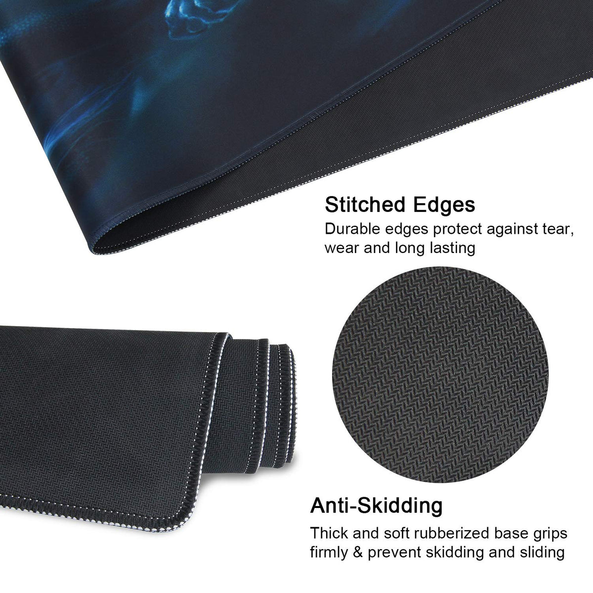 Meffort Inc Extra Large Extended Gaming Desk Mat Non-Slip Rubber Pads Stitched Edges XXL Mouse Pad