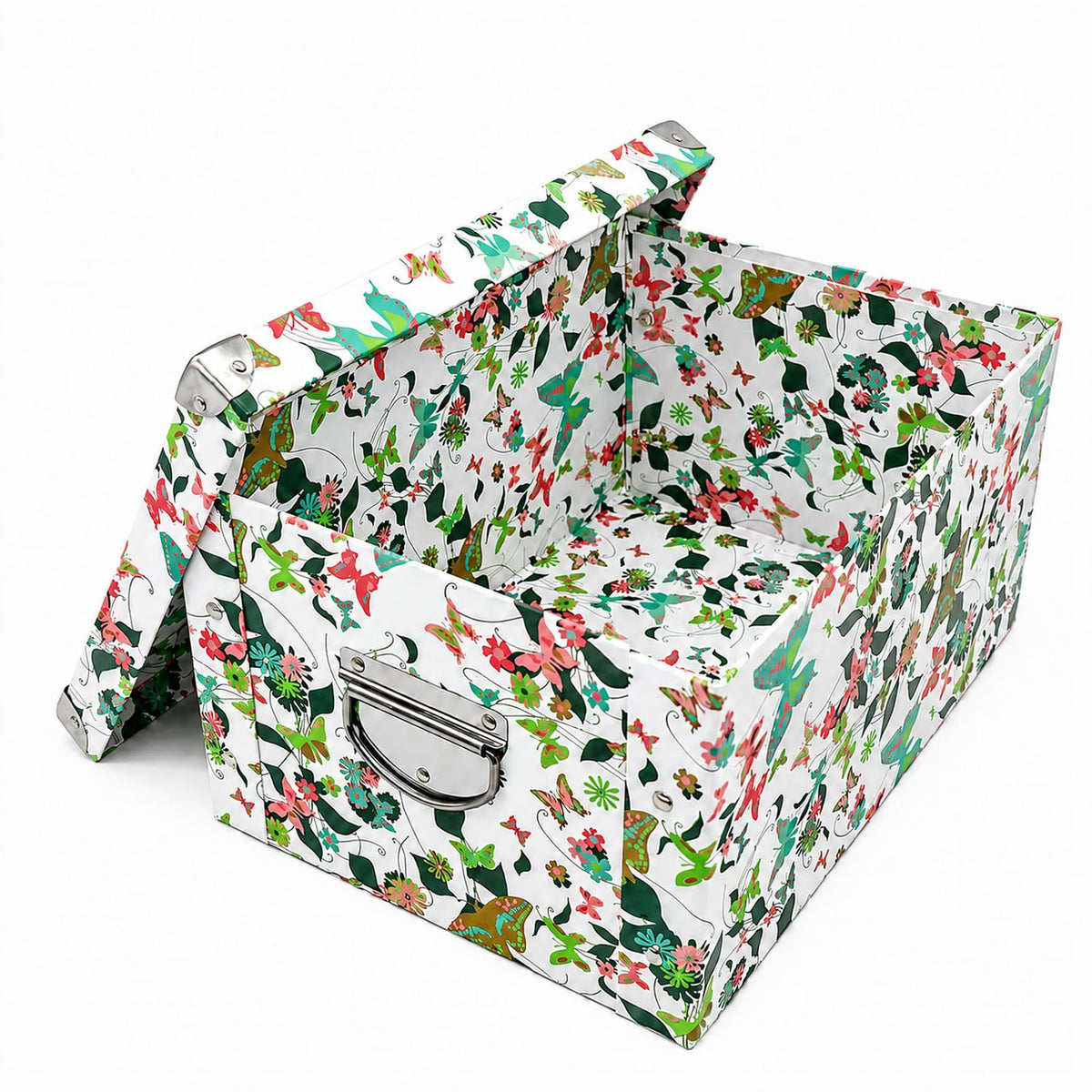 GUOZI Collapsible Storage Box, Decorative Memory Box with Lid & Metal Reinforced Corners, Cardboard