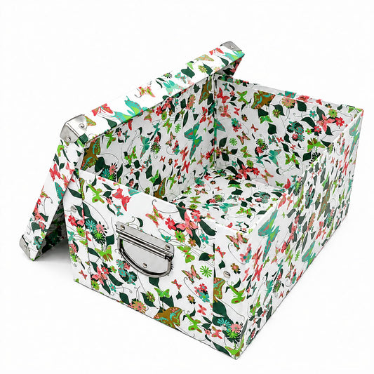 GUOZI Collapsible Storage Box, Decorative Memory Box with Lid & Metal Reinforced Corners, Cardboard