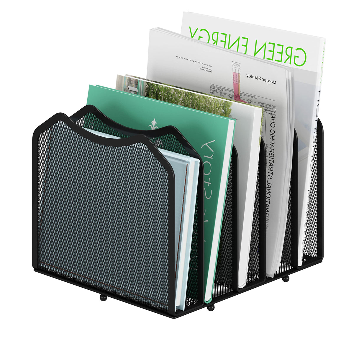 Simple Trending 5-Section Vertical File Organizer, Black