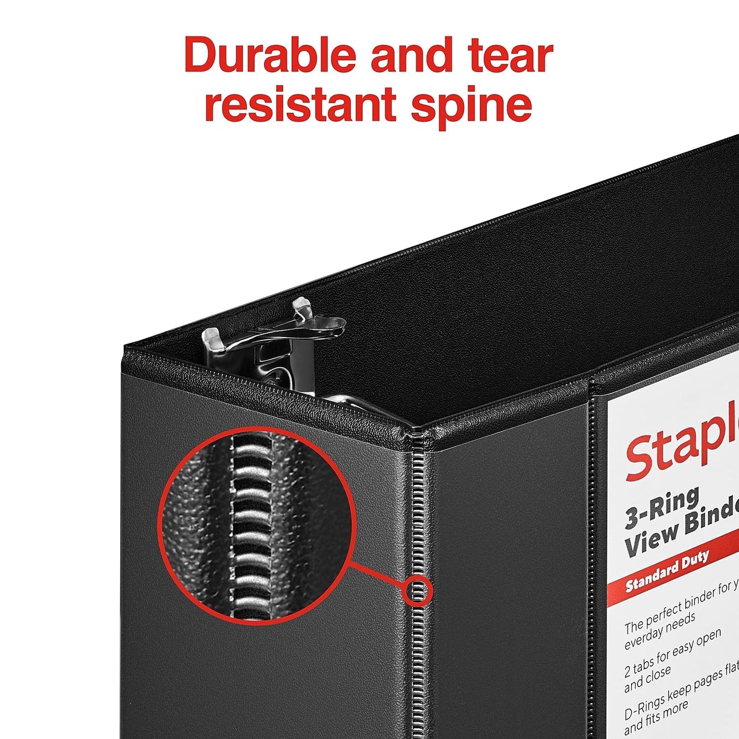Staples Standard 5-Inch D-Ring View Binder, High Capacity Holds Up to 1,050 Sheets, Black, for