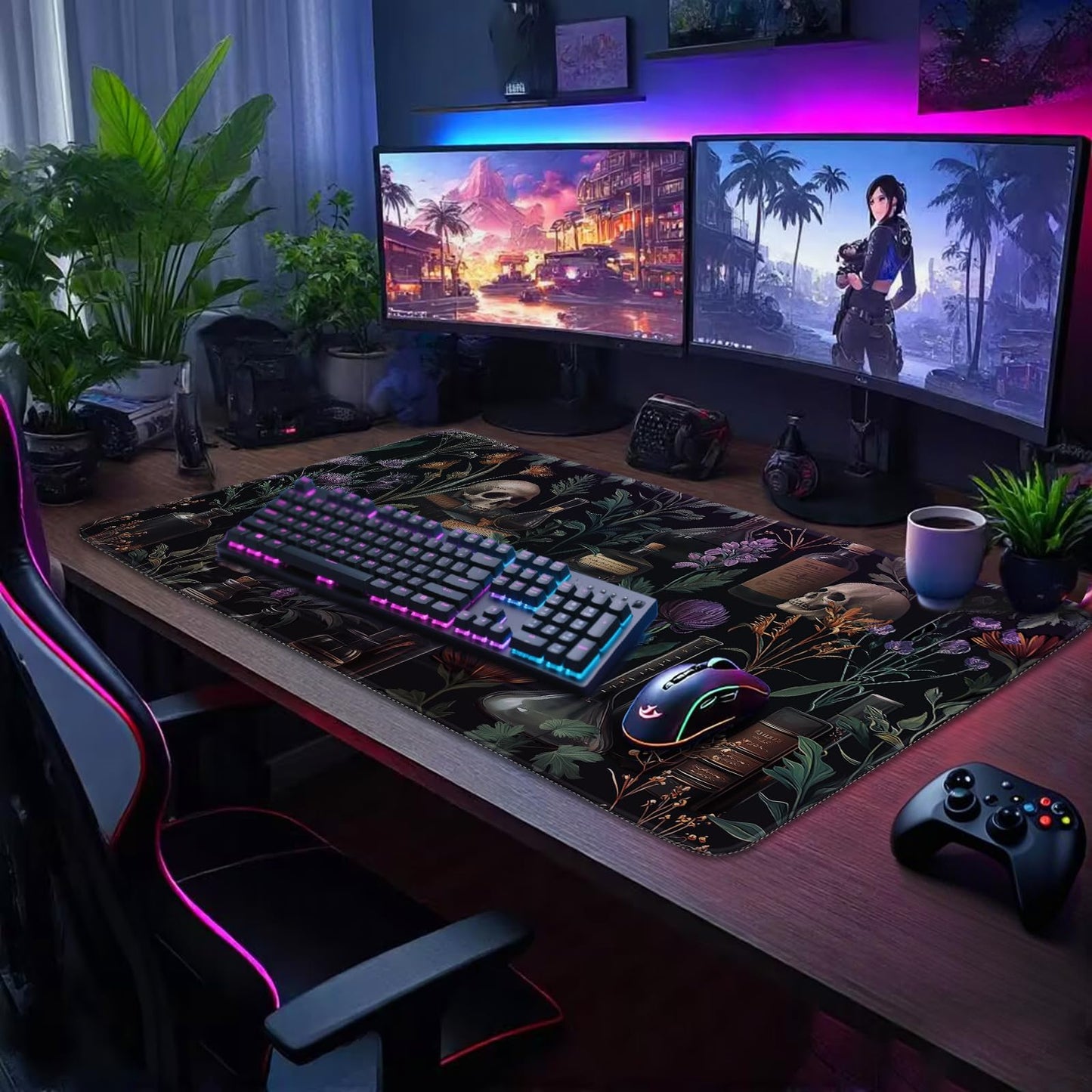 Mcapirivo Goth Floral Mystical Large Gaming Mouse Pad Desk Mat 31.5"x15.7"