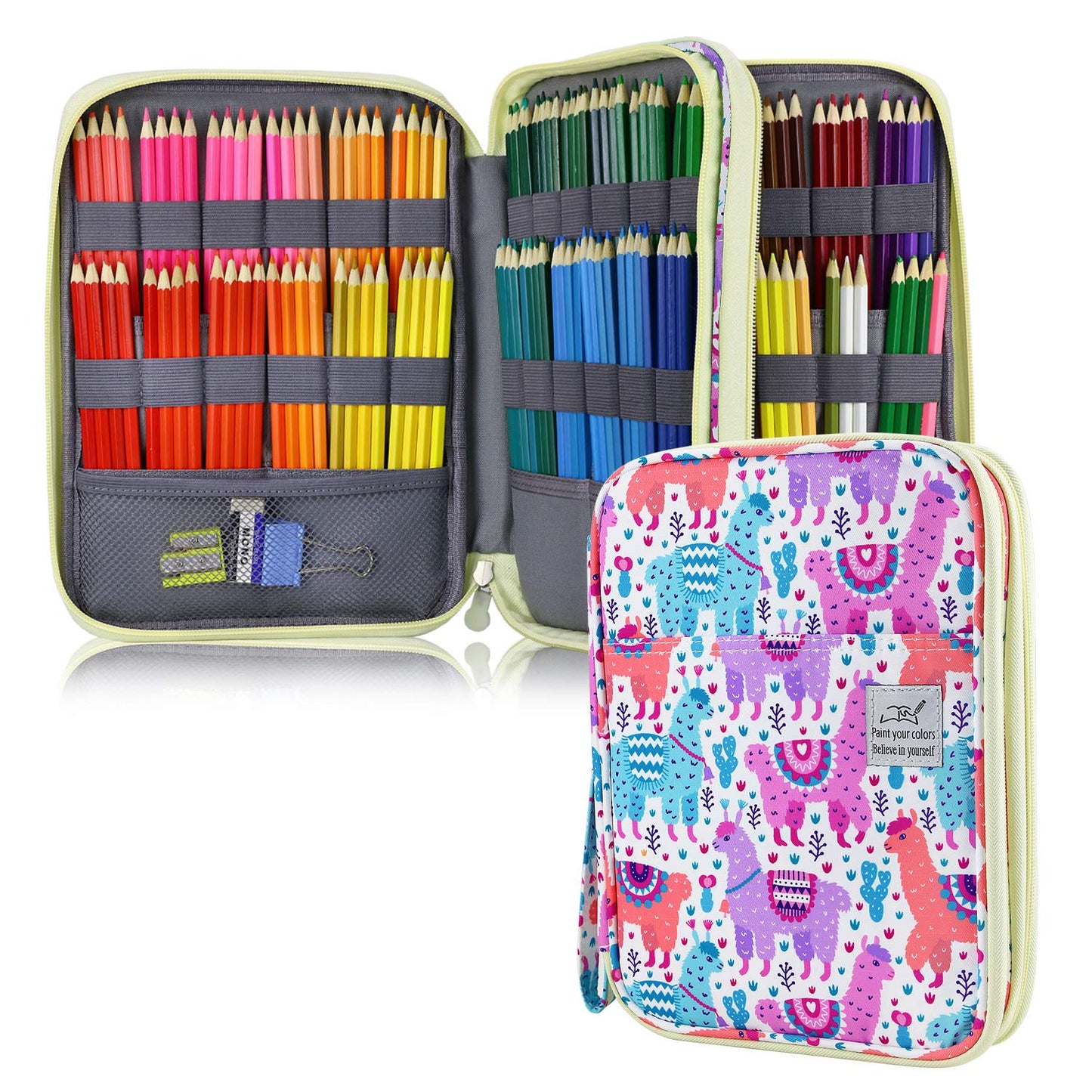 YOUSHARES 192 Slots Colored Pencil Case, Large Capacity Pencil Holder Pen Organizer Bag with Zipper