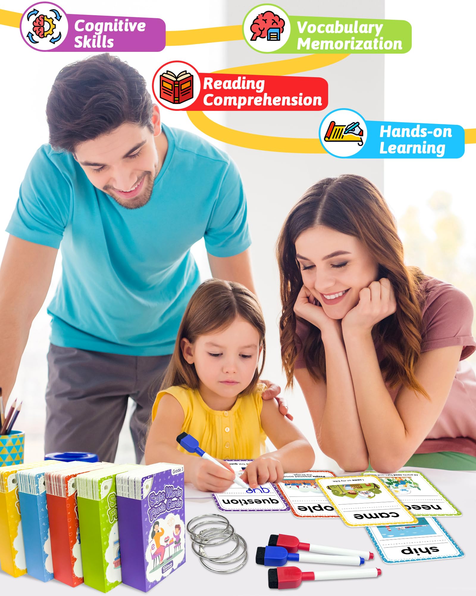 520 Sight Words Flash Cards Kindergarten, 1st 2nd 3rd Grade Reading Books