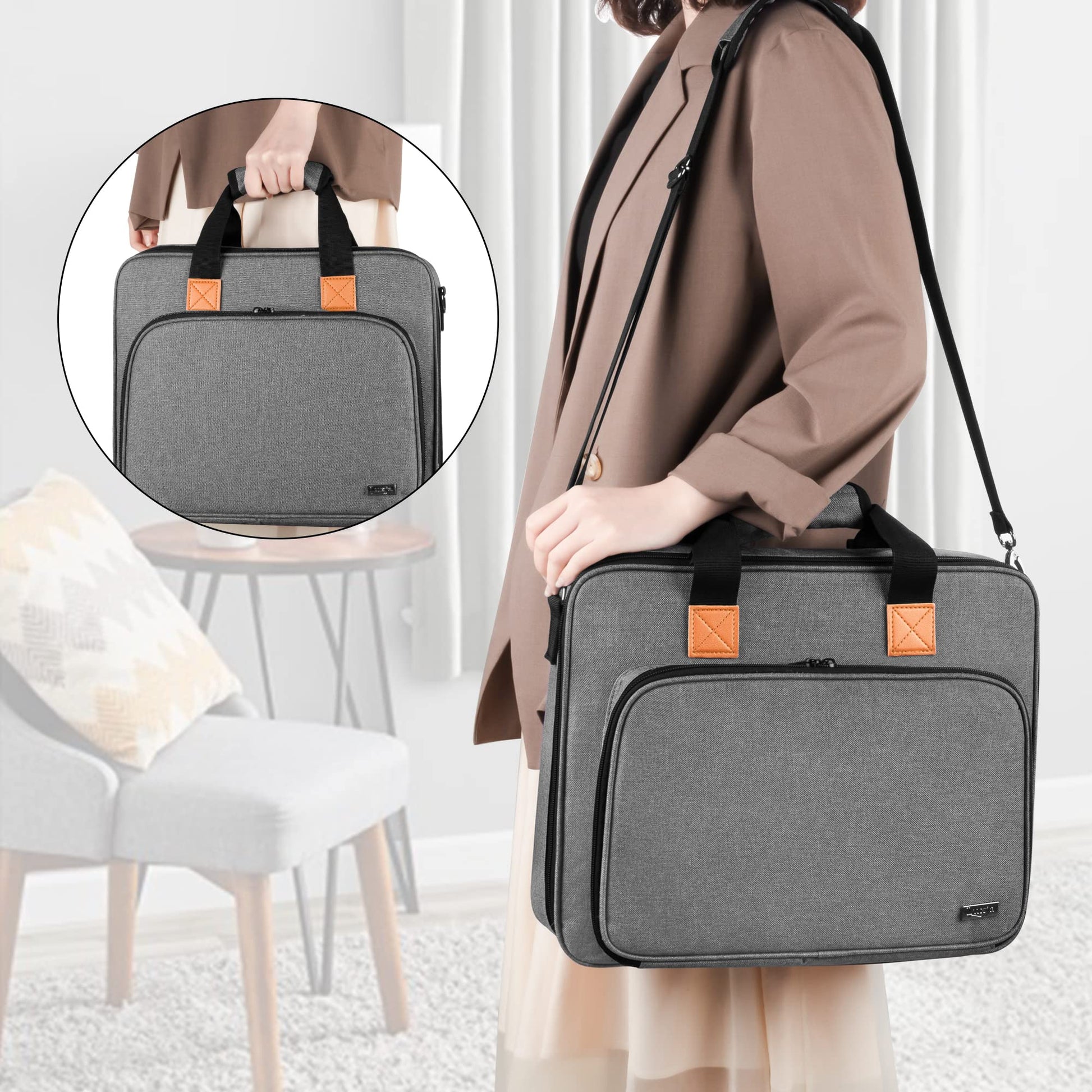 LUXJA Embroidery Project Bag, Embroidery Kits Storage (Bag Only), Gray