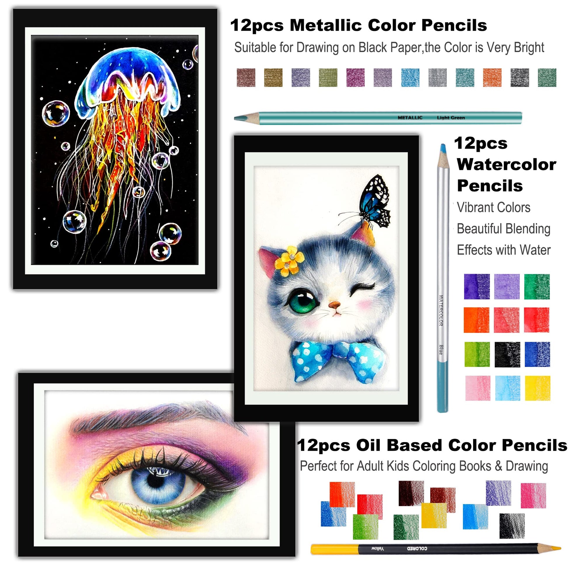KALOUR 76 Drawing Sketching Kit Set - Pro Art Supplies with Sketchbook & Watercolor Paper - Include
