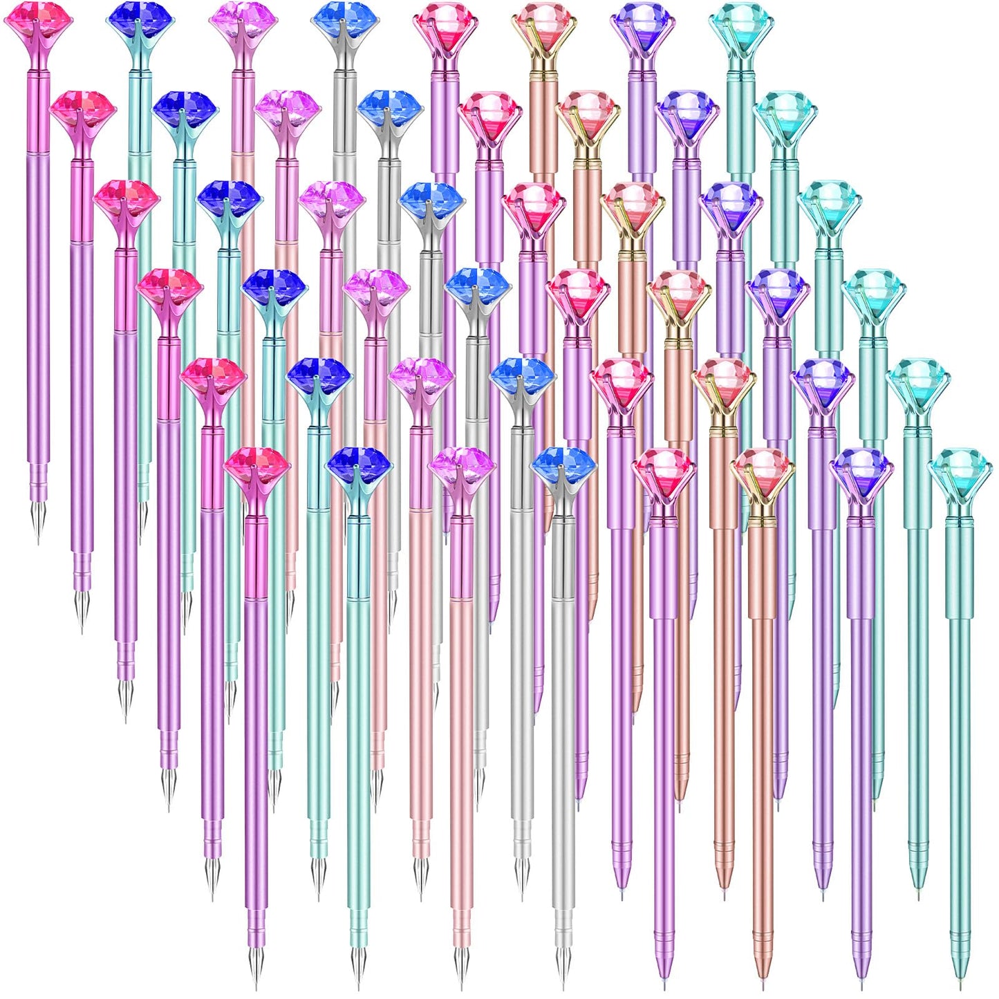 Mimorou 48 Pcs Diamond Pens with Crystal Retractable 1.0 mm, Classic Style
