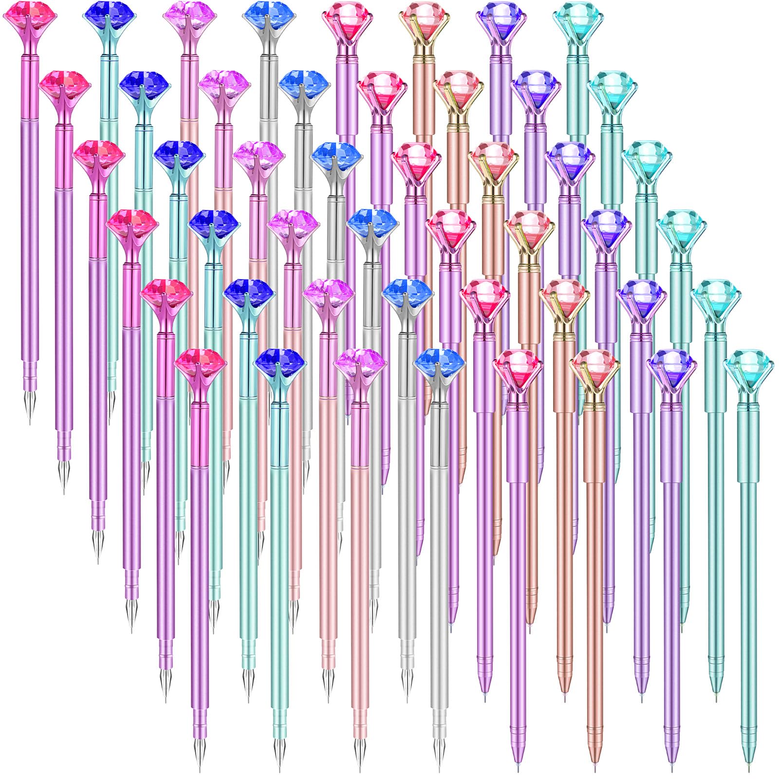 Mimorou 48 Pcs Diamond Pens with Crystal Retractable 1.0 mm, Classic Style