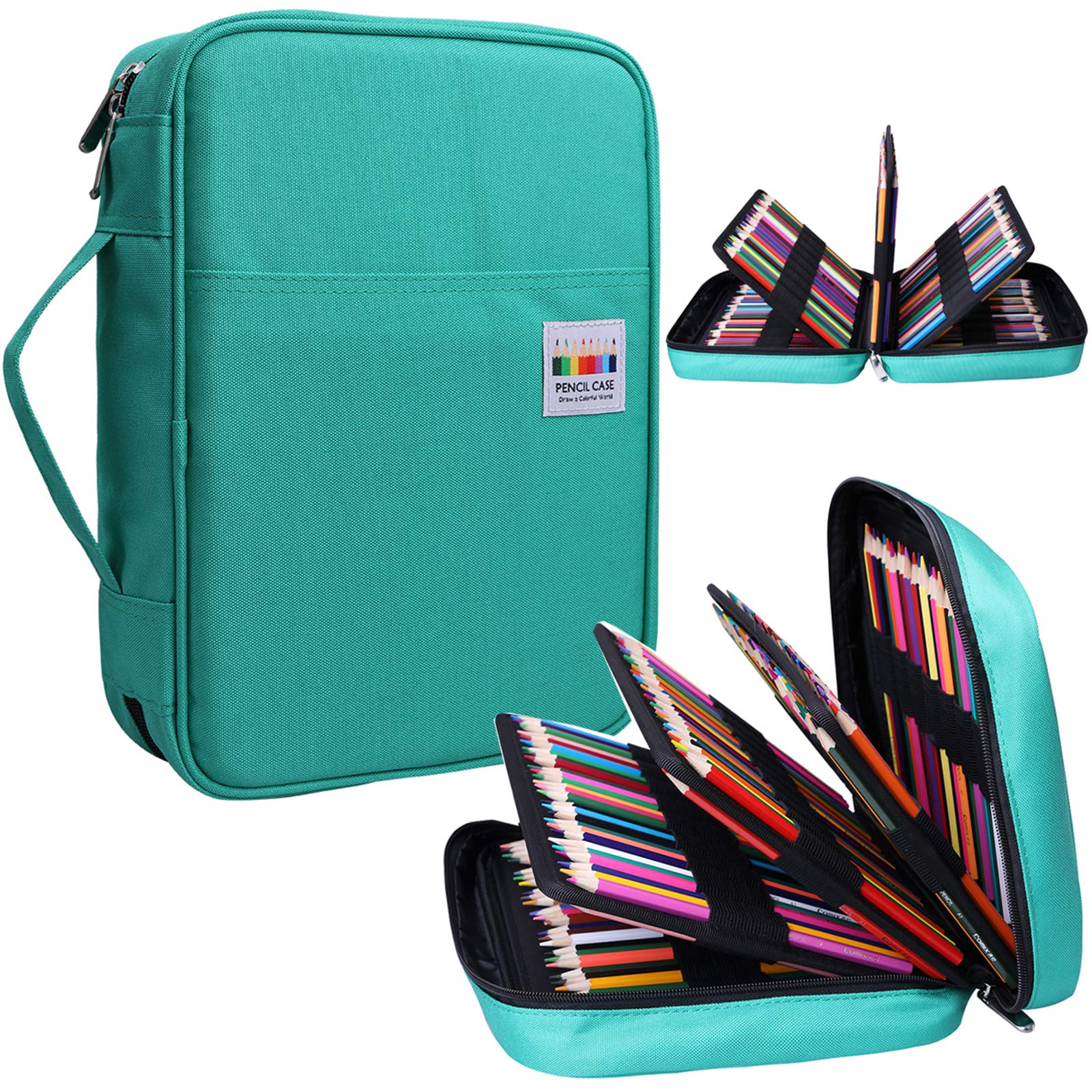 BOMKEE Pencil Case for Adults 220 Slots Colored Pencils Gel Pen Organizer Bag with Zipper for
