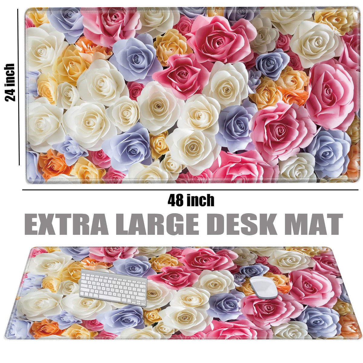 Giant 48x24 Large Mouse Pad XXXL Desk Mat Gaming Mousepad Huge Desk Pad Pink Rose 4XL Full Computer