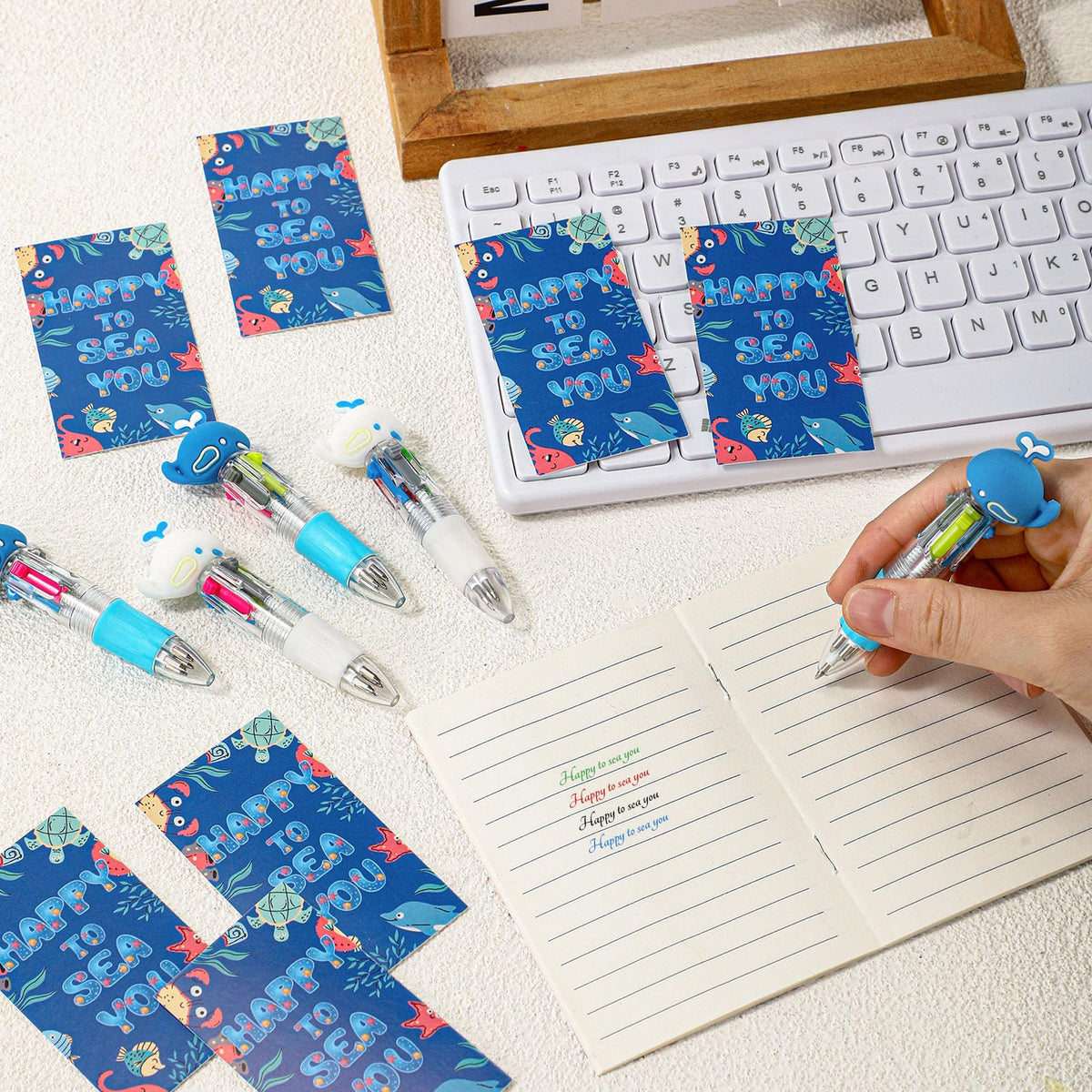 Sayglossy 24 Sets Ocean Whale Party Favor Pens Gifts Bulk with Cards