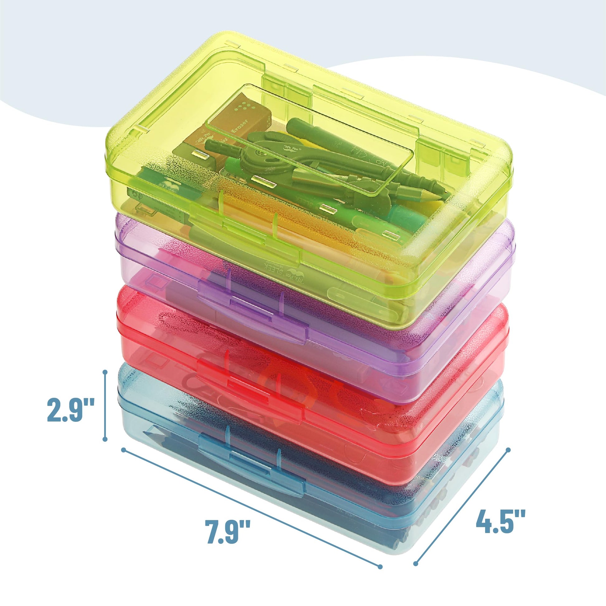 Mr. Pen- Plastic Pencil Case Box, 24 Pack