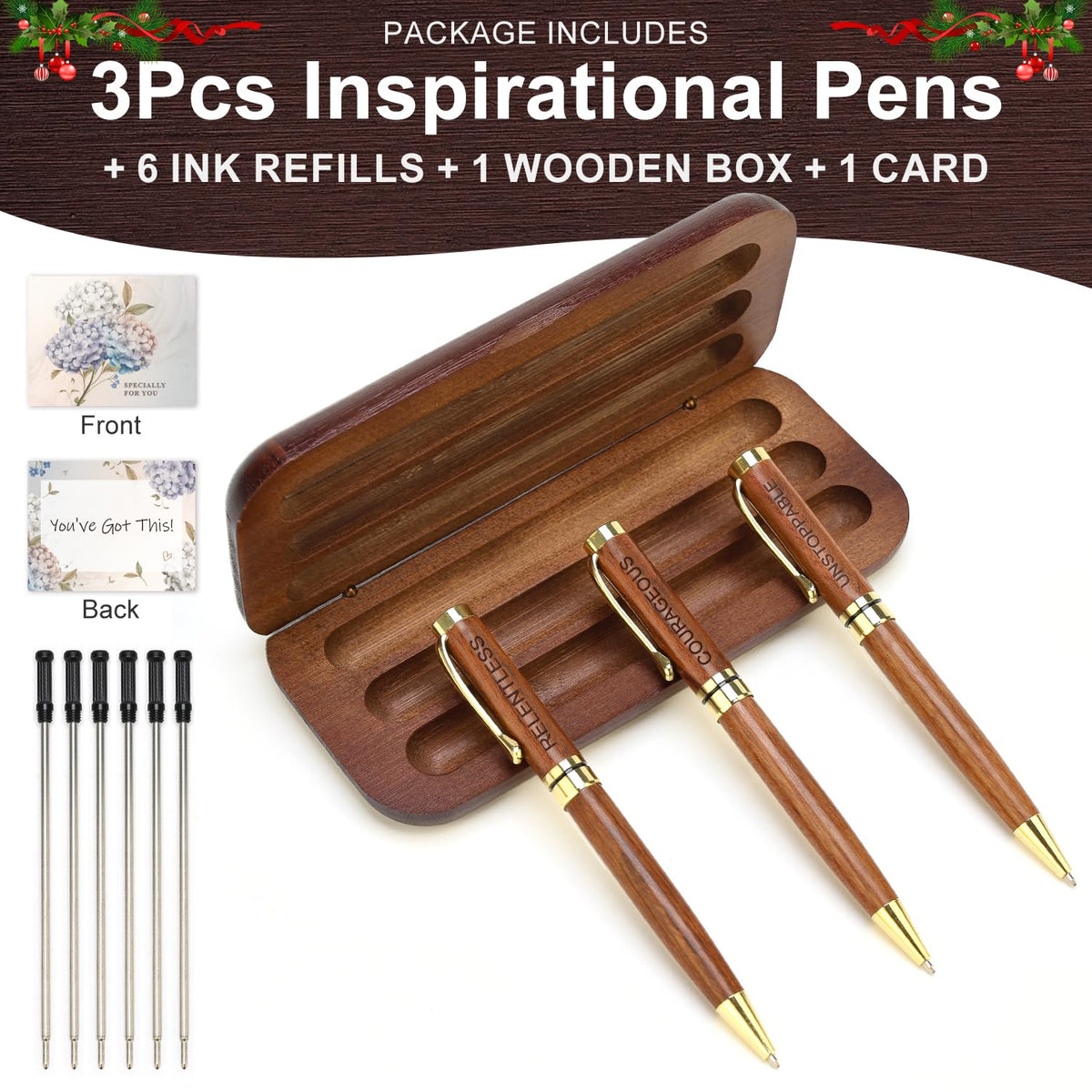 Renawe Fancy Wooden Pens Set with Box Congratulations Gifts for Women Men