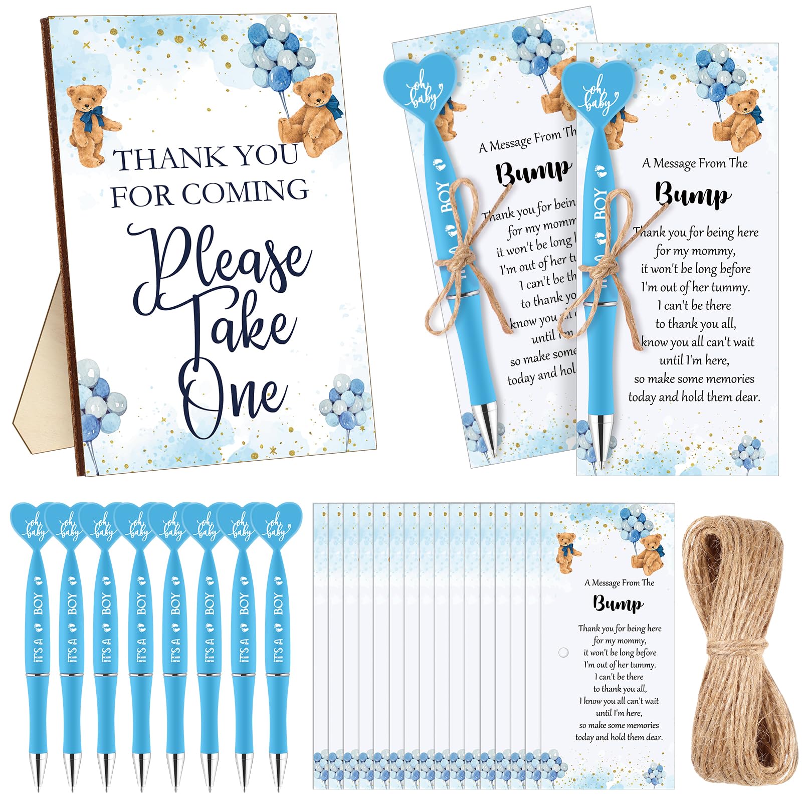 Qeeenar 50 Set Gender Reveal Gifts for Guests Baby Shower Favors, Blue