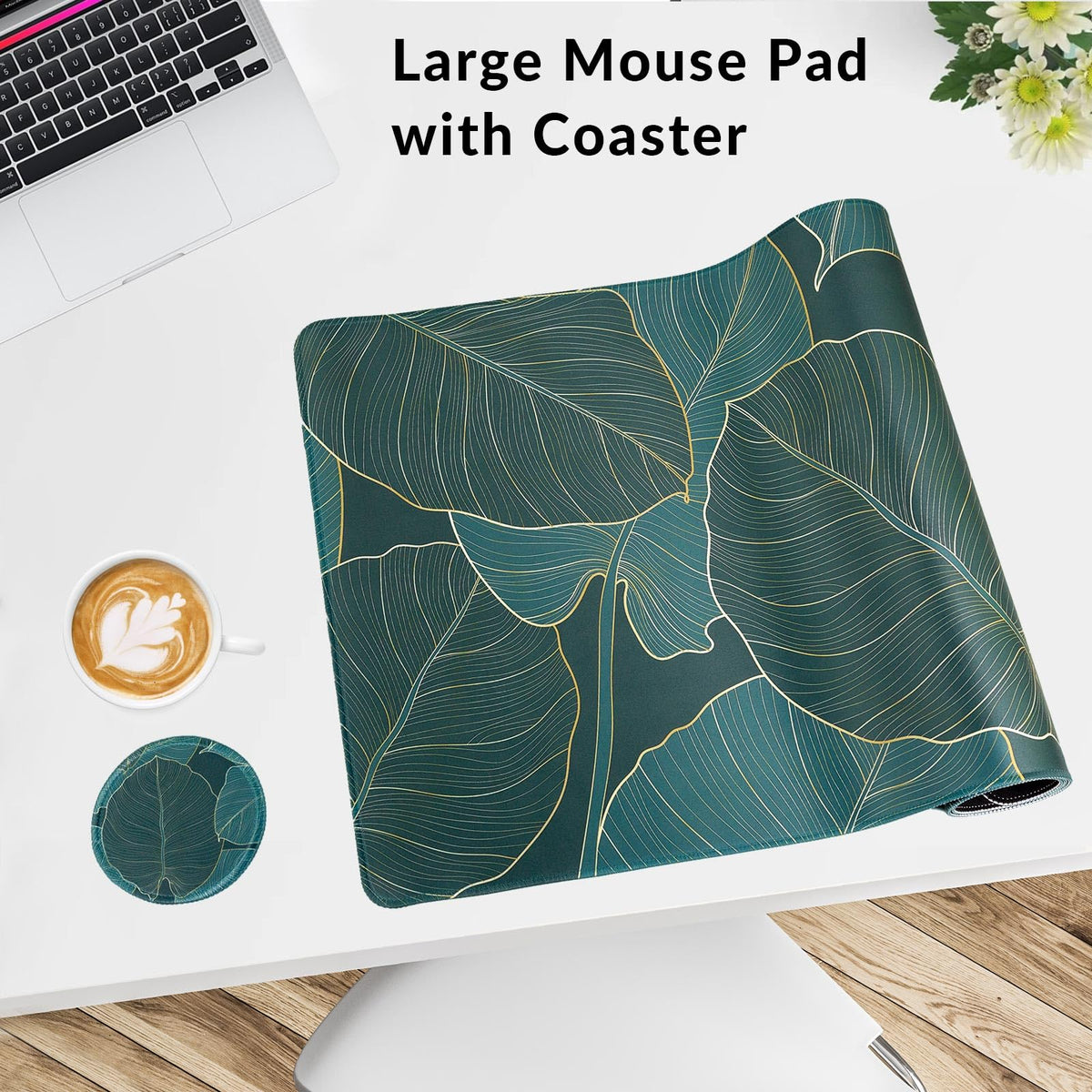 Large Gaming Mouse Pad with Coaster,Desk Matt for Desktop,Desk Mat-Green