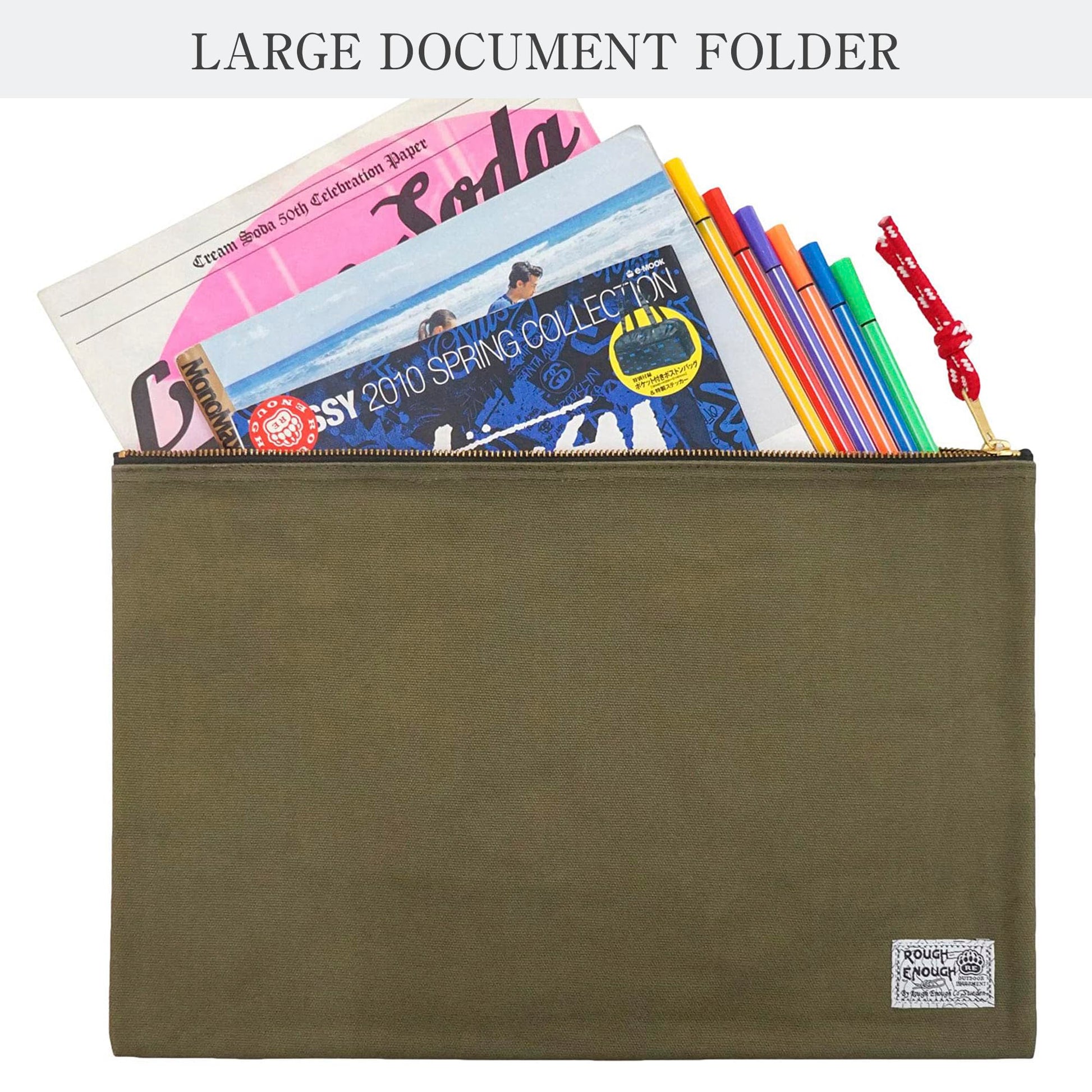 Rough Enough Important Document Storage, File Folder Organizer Pouch Green