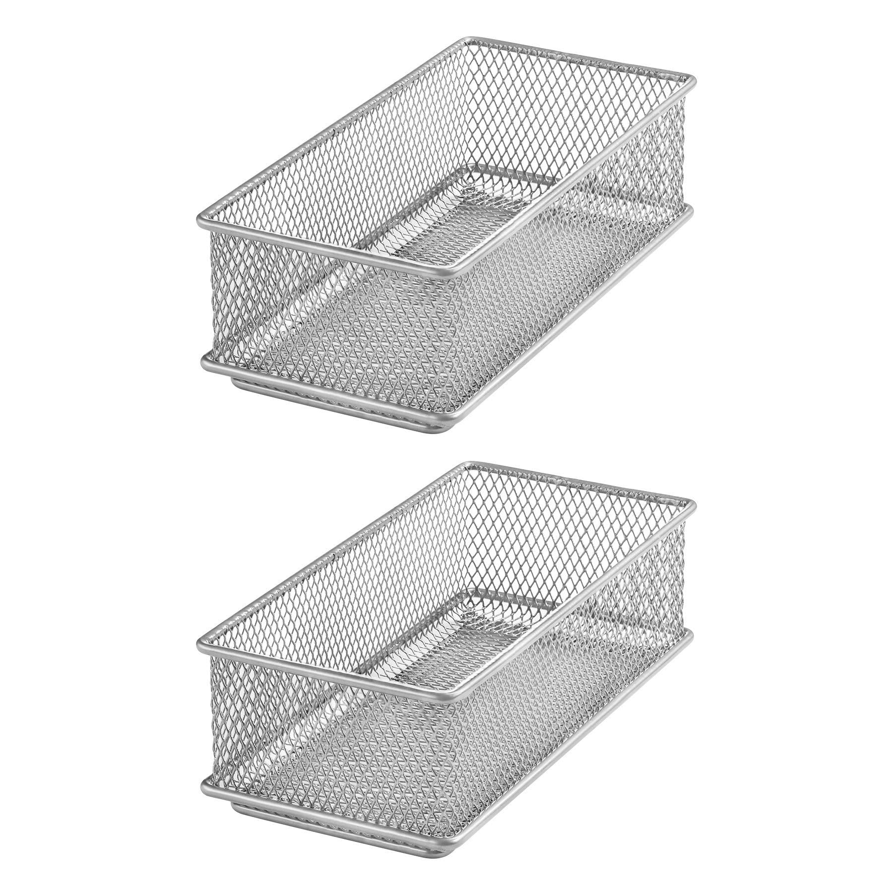 YBM HOME Silver Mesh Drawer Cabinet and or Shelf Organizer Bins, School Supply Holder Office