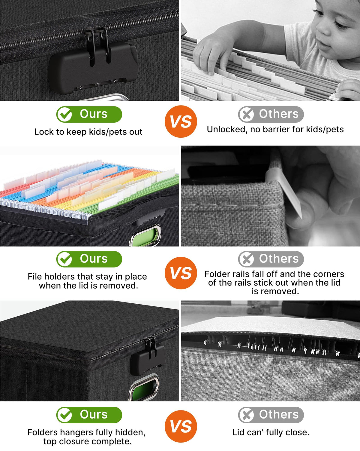 Oterri Lockable File Box Small 2-Pack Hanging Organizer for Letter-Size