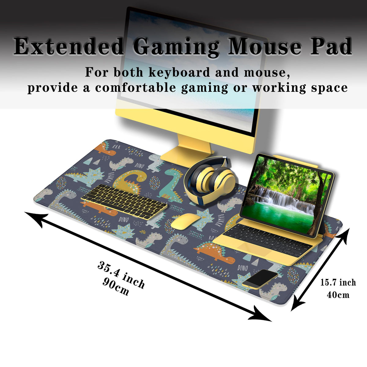 Samgula Computer Desk Mat Yellow, Gaming Mouse Pads Desk Mouse Pad, Desktop Computer Mat Non-Slip