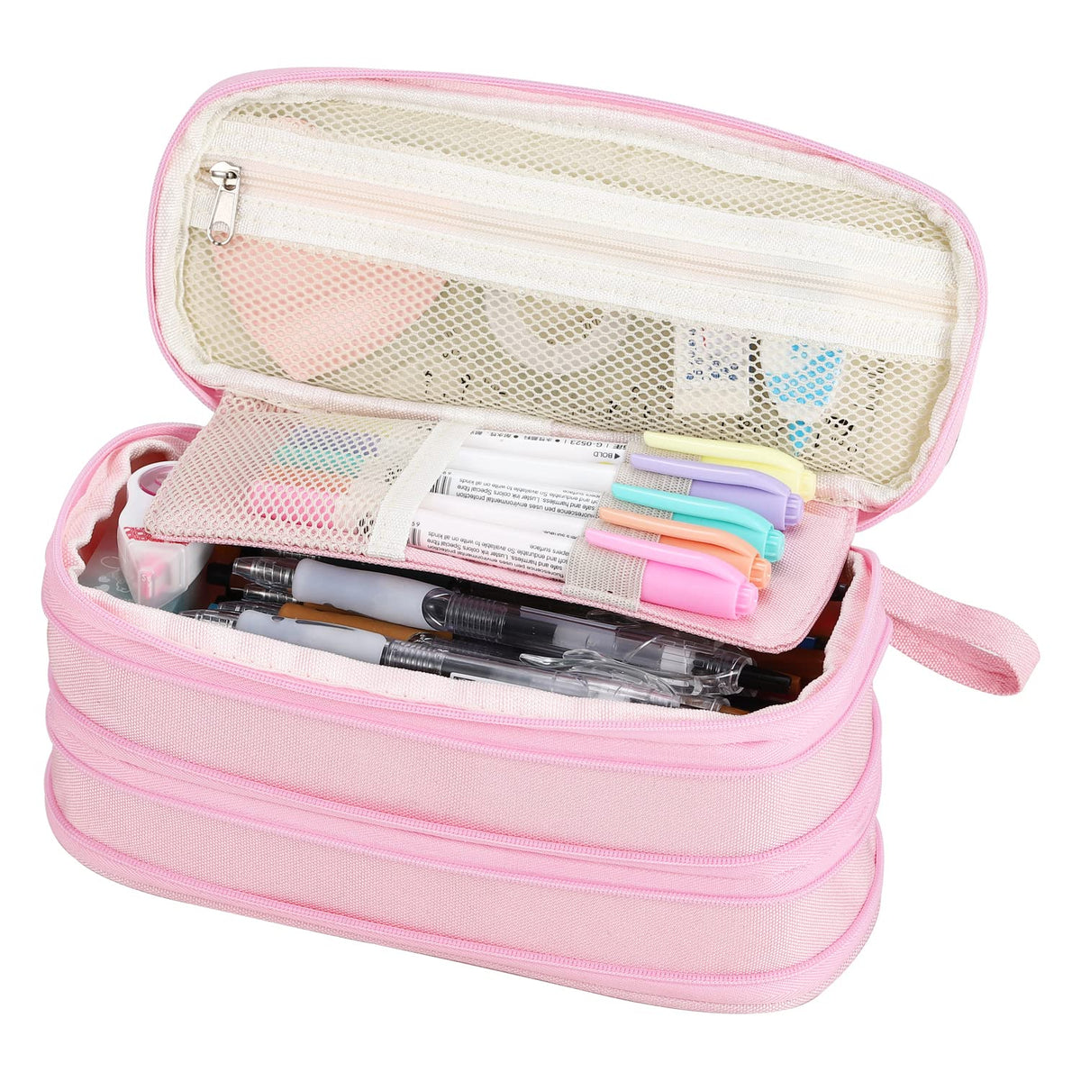 Large Pencil Case for School Zipper Pencil Pouch for Girls Teens Kids Pink