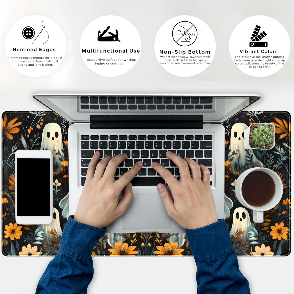 Retro Gothic Kawaii Desk Mat Cute Dark Academia Desk Pad Large Floral Mouse Pad XXL Gaming