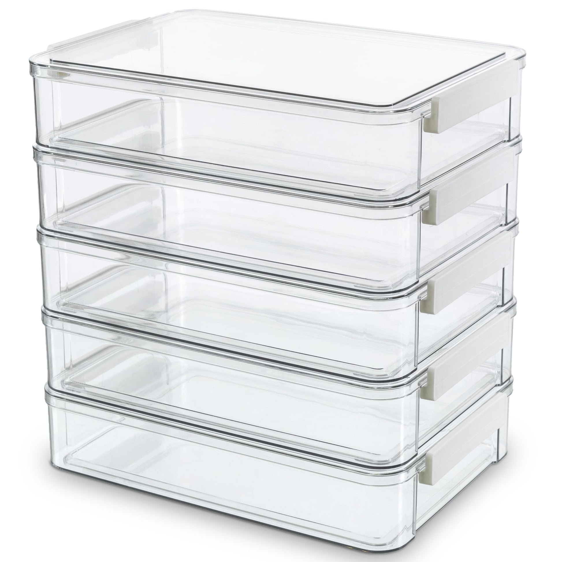 Citylife 5Packs 13''x9''Paper Storage Box with Lids, Clear Organizer