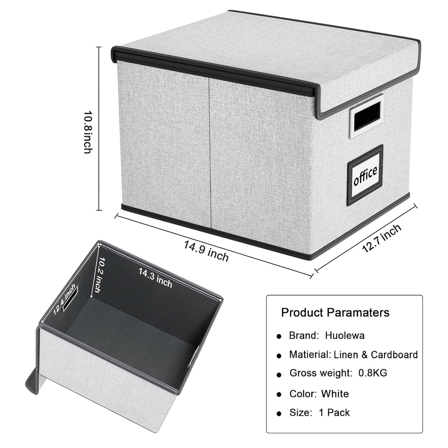 Huolewa File Organizer Box with Lids, Collapsible File Folder Organizer