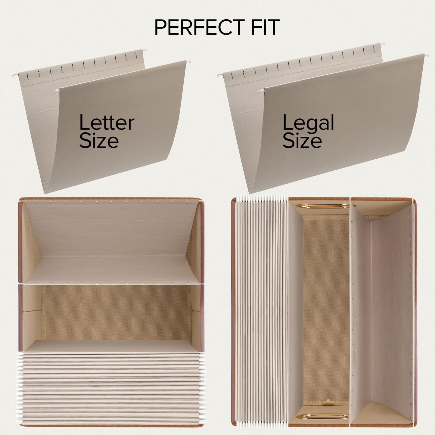 Decorative File Organizer Box Set of 2 - Collapsible Linen Filing Cabinets