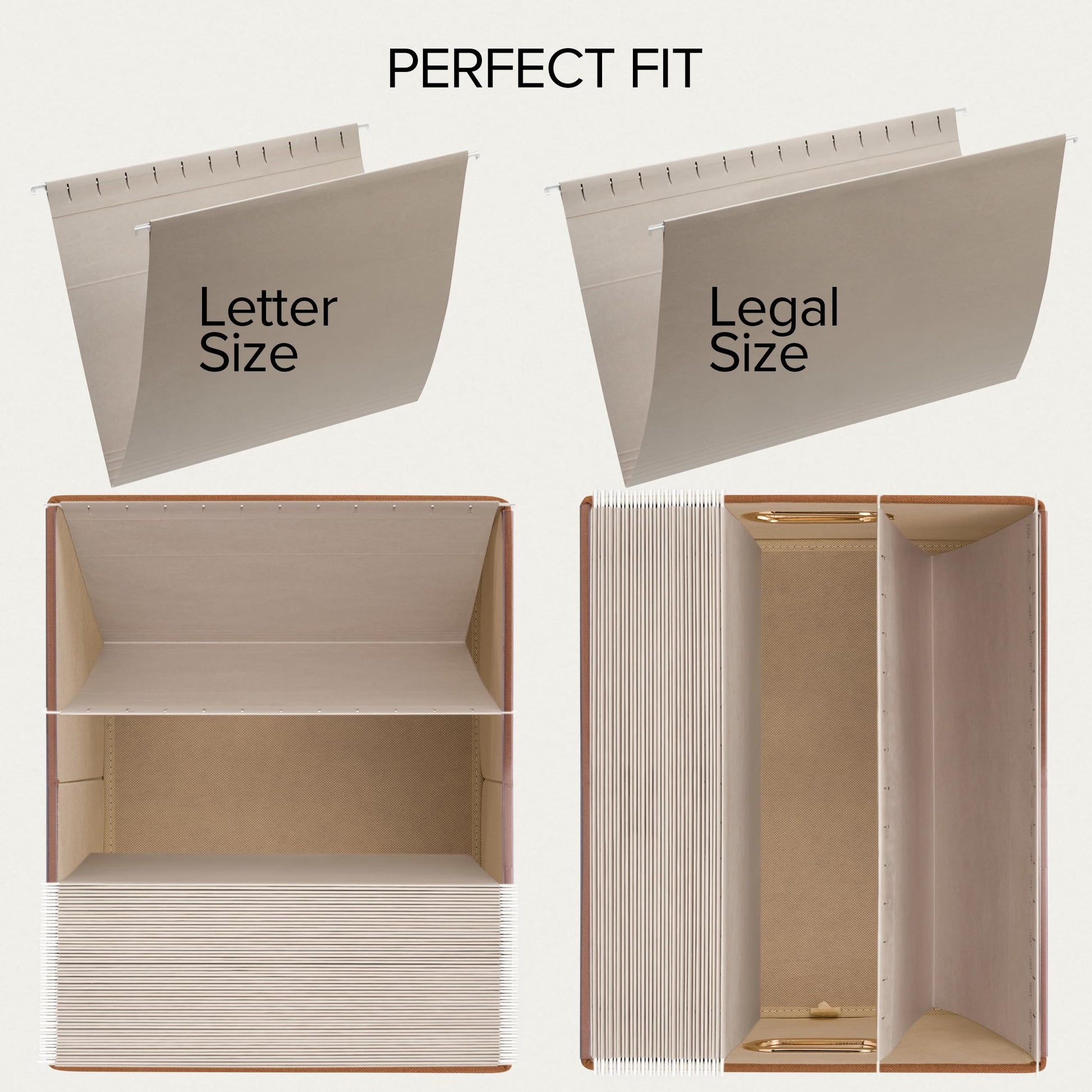 Decorative File Organizer Box Set of 2 - Collapsible Linen Filing Cabinets