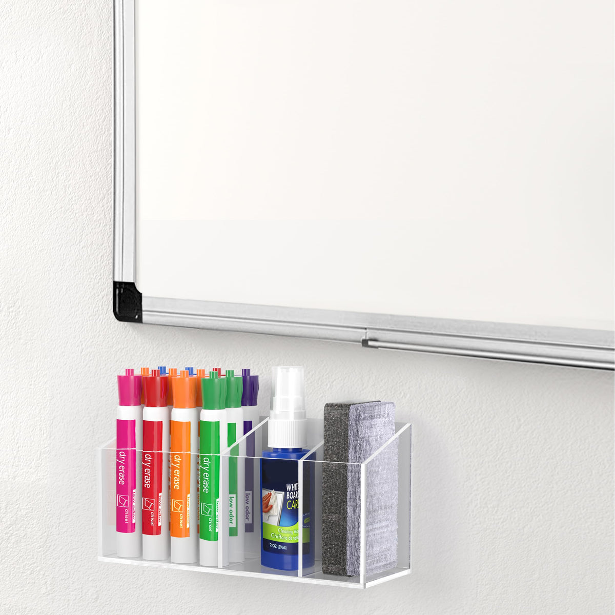 HBlife Magnetic Dry Erase Marker Holder for Whiteboard, Wall Mount, Clear