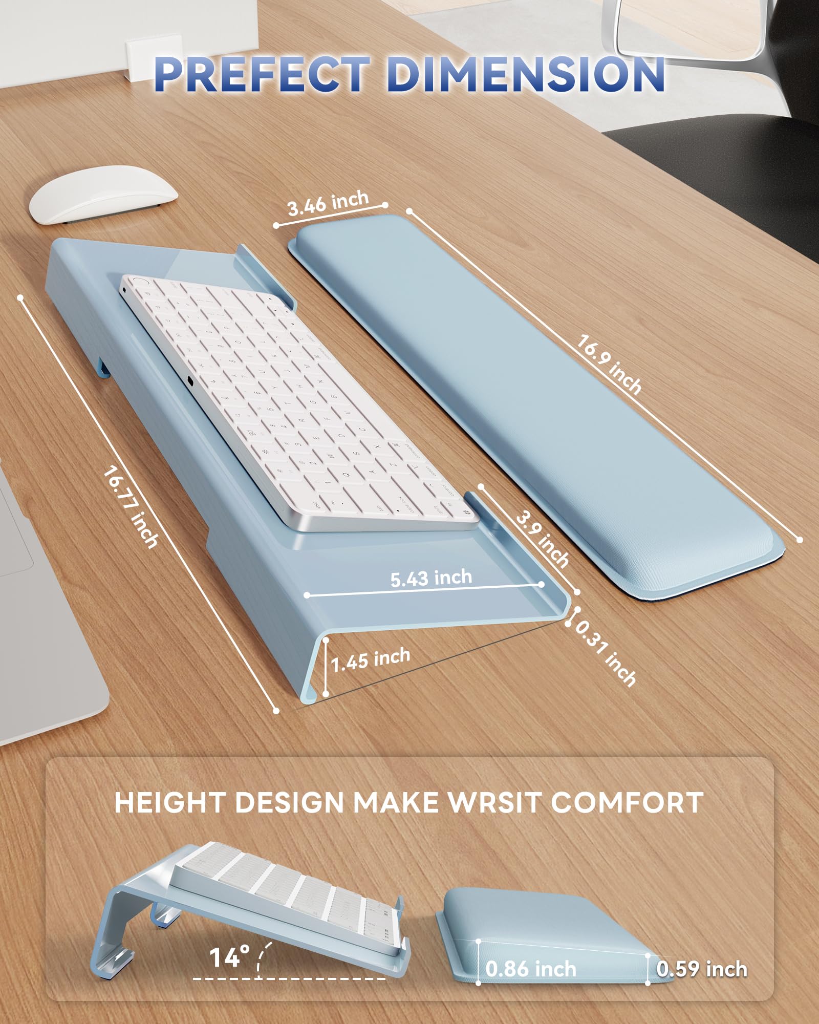 Laborio Computer Keyboard Wrist Rest, Keyboard Riser Stand for Desktop